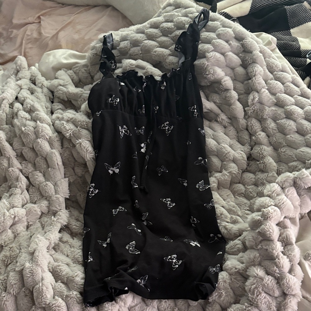Rue21 Black Mini Dress with White Butterfly Print